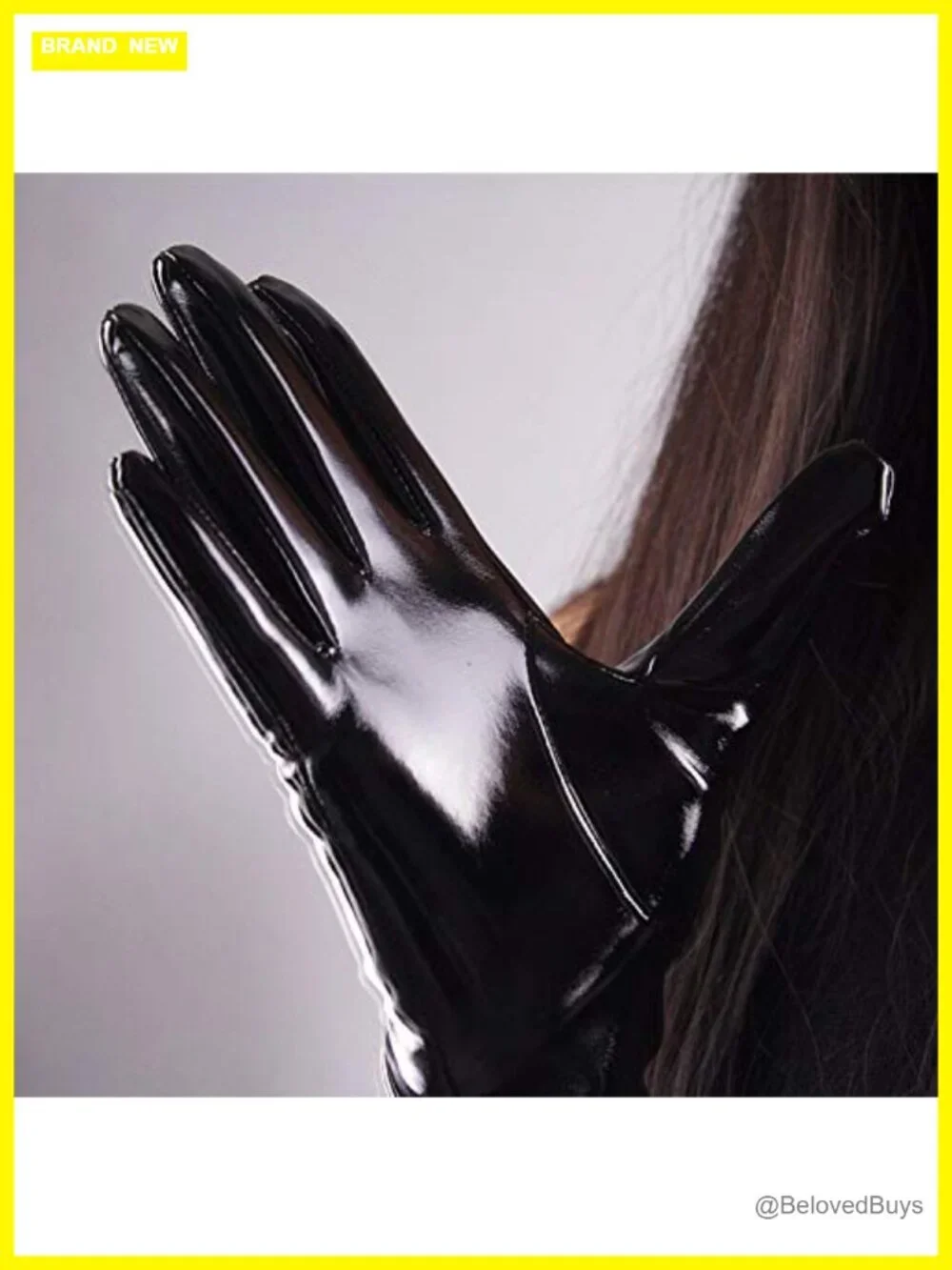 Women's 20in Shiny Faux Patent Leather Long Opera Gloves Evening Costume M